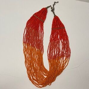 {Vintage} Orange Ombre Beaded Necklace Adjustable 11”